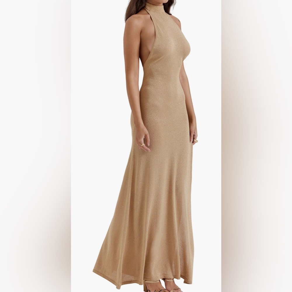 House of CB Selia Gold Knit Maxi Dress, Size XS - Picture 2 of 11